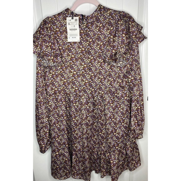Zara Floral Print mini long sleeve dress NWT XL - Picture 8 of 12